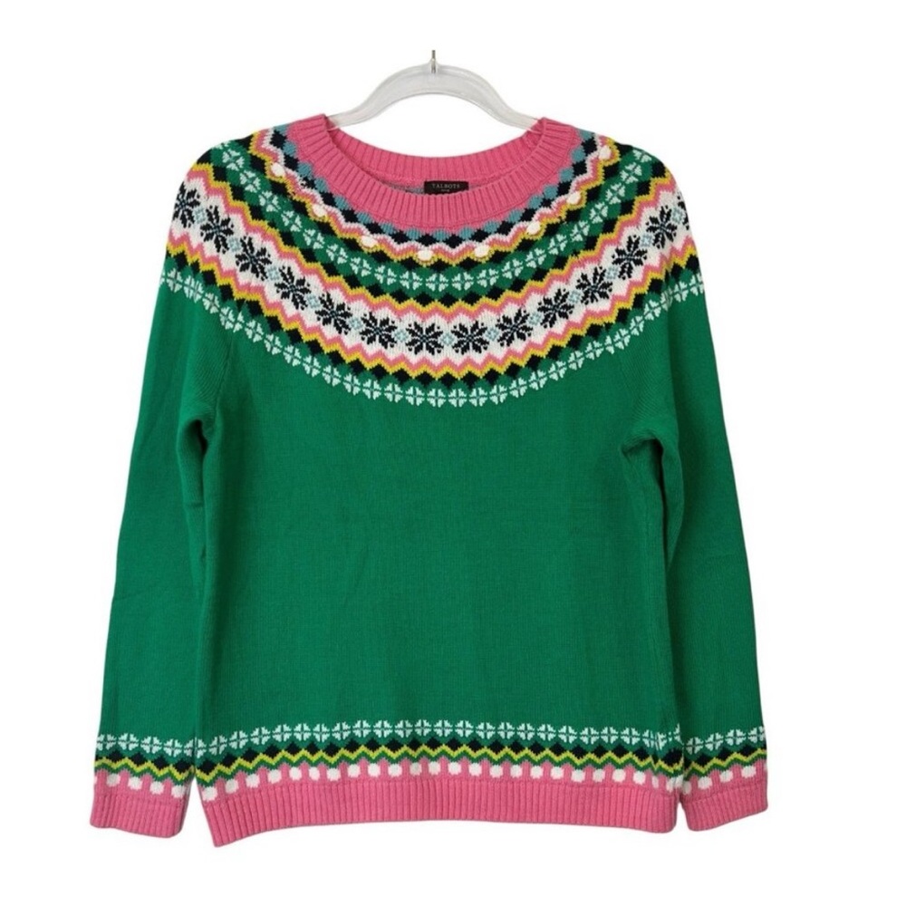 NEW Talbots Fair Isle Sweater Women's Size Medium Petite PM Nordic Holiday